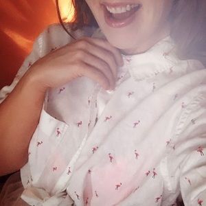 LOGG Flamingo Button-Up Collared Men's Shirt L